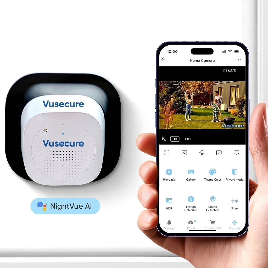 Vusecure Window Cam, Stick-On Indoor Security Camera (3MP Auto-Focus)