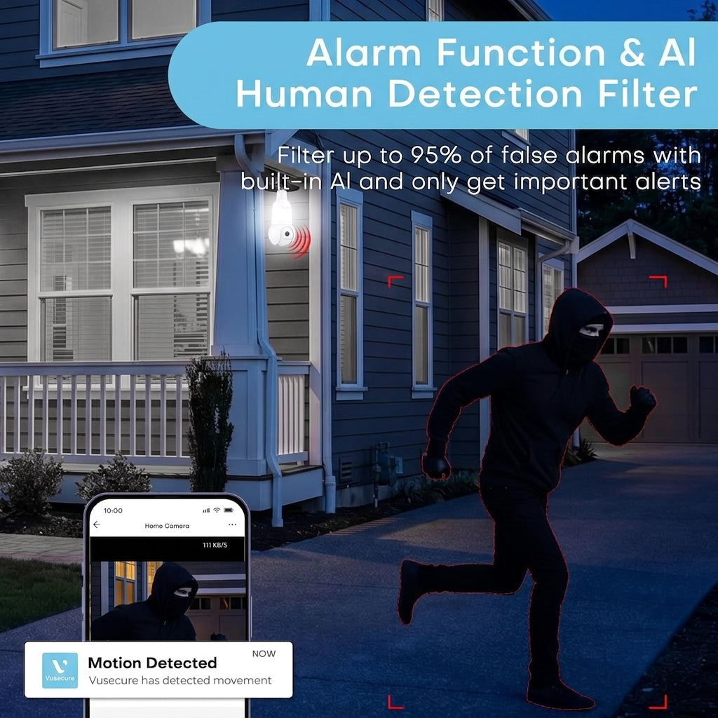 Vusecure Bulb Cam AI human detection