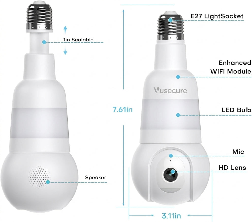 Vusecure Bulb Cam spec diagram